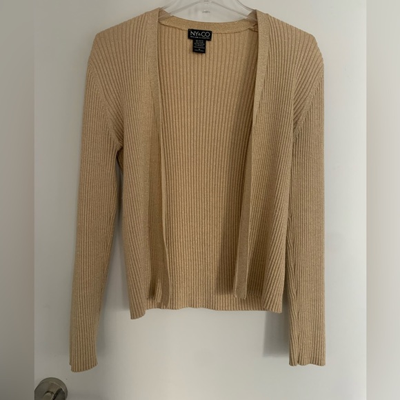 NY&CO Women’s Gold and Shimmer Cardigan (Size: M) - Picture 1 of 6